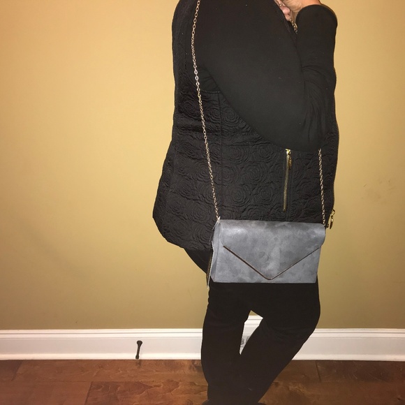 Women’s gray (Pewter) and gold Clutch Purse - Picture 2 of 6